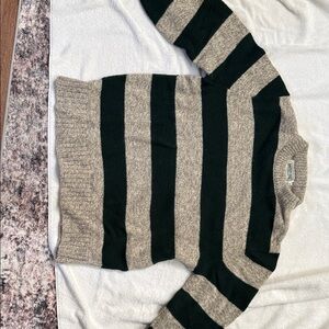 American Eagle Outfitters Black and Tan Striped Crewneck Sweater